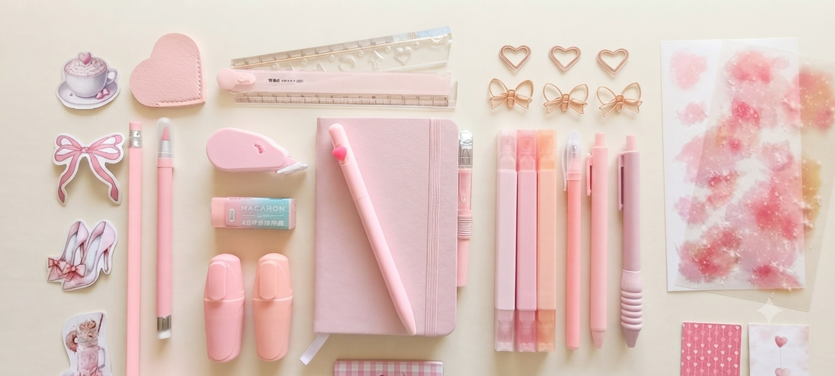 Set Completo Cancelleria "Blush Pink" – Kit Journaling & Scrapbooking Rosa