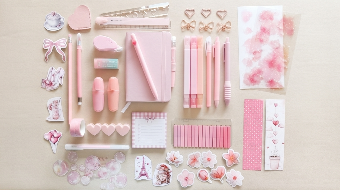 Set Completo Cancelleria "Blush Pink" – Kit Journaling & Scrapbooking Rosa